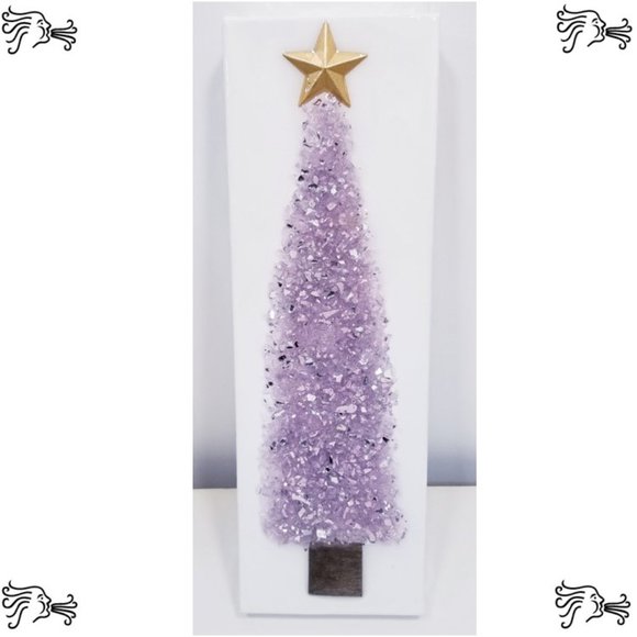 Crushed Glass & Resin Christmas Tree Snowman Winter Art Picture Wall Decor Home - Picture 4 of 5